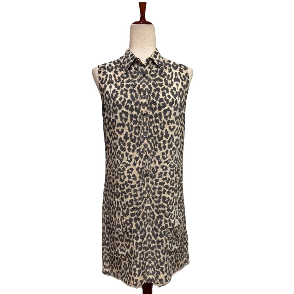 Equipment Femme‎ Sleeveless Lucida Silk Leopard Print Dress Pockets MSRP $268 XS